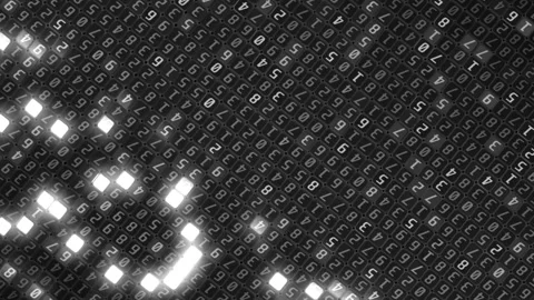 A Spinning digital code with bright white highlighted numbers Stock Footage 155222804
