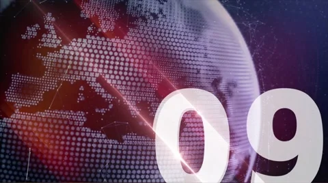 Spinning digital Earth with binary code on a surface and countdown numbers Stock Footage 41149961