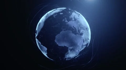 Spinning digital Earth with binary code on a surface and lines Stock Footage 41163176
