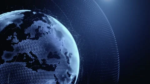 Spinning digital Earth with binary code on a surface, lines and dots Stock Footage 41163302