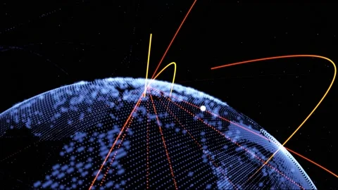 Spinning Digital Globe making Connections 4K Stock Footage