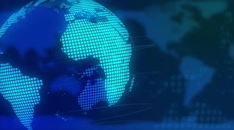 Spinning Digital Globe Motion Background for News Related Content Blue Stock Footage