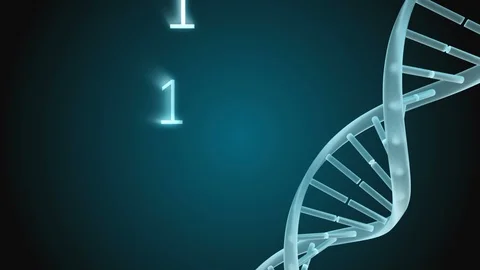 Spinning DNA with binary codes falling Stock Footage 104960055
