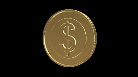 Spinning dollar coin with alpha Stock Footage 24729103