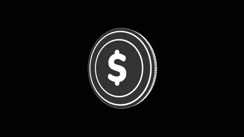 Spinning dollar flat coin isolated on black and green background. 4k Stock Footage 157783188