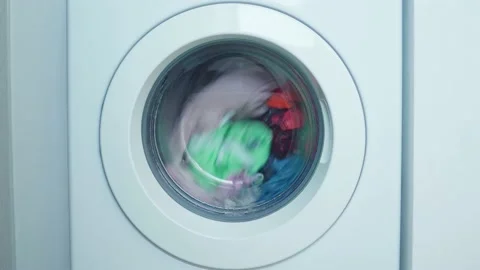 Spinning drum of a washing machine Stock Footage 225040682