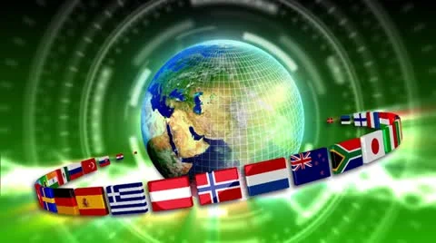 Spinning Earth with Flags - Earth 90 (HD) Stock Footage 20526406