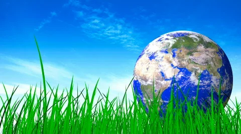 Spinning Earth globe in the field Stock Footage 325156