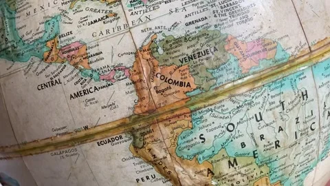 Spinning earth globe stopping on Central and South America Stock Footage 284988571
