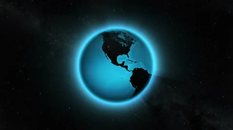 Spinning Earth with glow. Loopable. Blue and black. Stock Footage 54838836