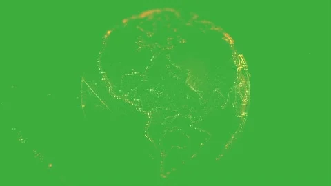 Spinning earth of light on green screen Stock Footage