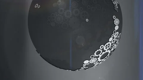 Spinning earth made of cogs and wheels Stock Footage 302329266
