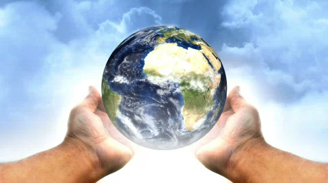Spinning Earth in a Male Hands LOOP Vidéo 373355