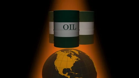 Spinning Earth, oil barrels Stock Footage 346745247