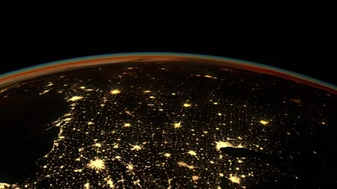 Spinning Earth seen from the space, view on the USA. Orbit of the Earth Stock Footage 341032471