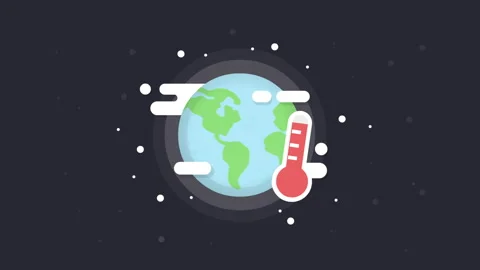 Spinning Earth is space with overheating Thermometer. Climate change concept. Stock Footage 201433707