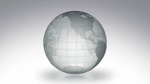 Spinning Earth. White background. Parallels and Meridians. Alpha matte. Gray. Stock Footage 59575602