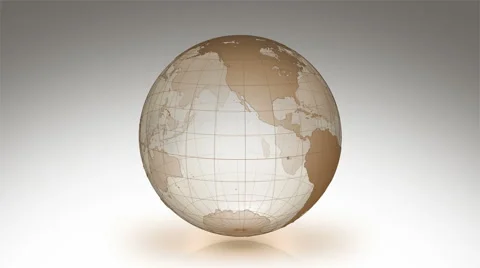 Spinning Earth. White background. Parallels and Meridians. Alpha matte. Brown. Stock Footage 59575639
