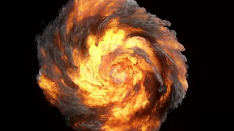 Spinning Fire Ring Explosion with Sparks and Smoke for Logo Intro or Overlay Stock Footage 332572286