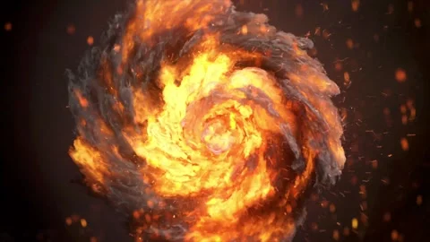 Spinning Fire Vortex Explosion Tornado with Sparks and Smoke for Logo Reveal Stock Footage 332572278