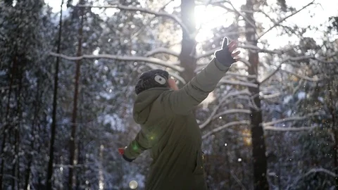 Spinning in the forest to the music Stock Footage 69906210