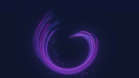 Spinning in the form of a figure of eight multi-colored particle tracks on a Stock Footage 283099849