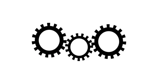 Spinning gears animation on black background. Spinning cogwheels rotted ani.. Stock Footage 332960202
