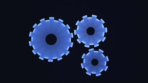 Spinning gears in blue against a dark background showcase Stock Footage 338166311