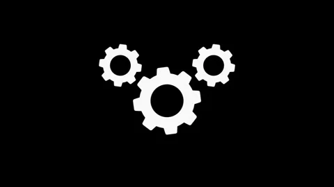 Spinning gears glitch effect display animation isolated on black background Stock Footage 321608118
