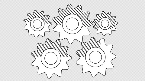 Spinning gears on a white background Stock Footage 148171844