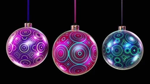 Spinning geometry pattern fancy Christmas balls looping 3D animation with alpha Stock Footage 165518778