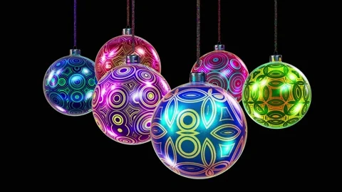 Spinning geometry pattern fancy Christmas balls looping 3D animation with alpha Stock Footage 167138230