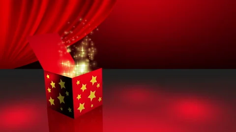 Spinning gift box opening and magic stars and light coming out Stock Footage 43537384