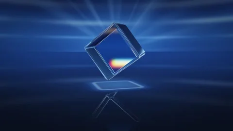 Spinning Glass Cube Broadcast Studio Ident Seamless Loop 库存影片 347279775