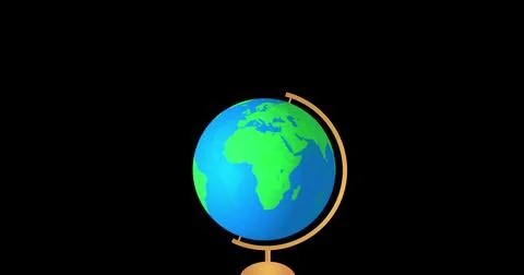 Spinning globe against multiple people wearing face mask icons on black 스톡 일러스트