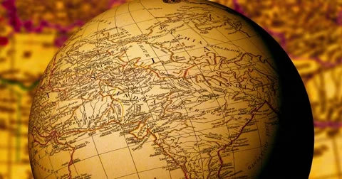 Spinning Globe With Ancient World Map Stock Footage 47134001
