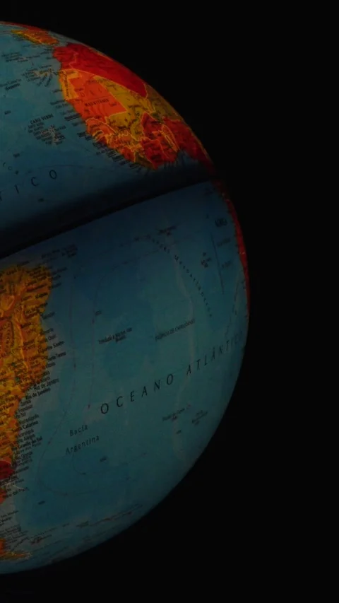 Spinning Globe on Black Background Vertical View Stock Footage 337449522