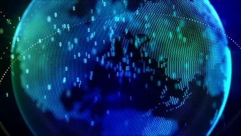 Spinning globe dot world map with particle Stock Footage 124035029