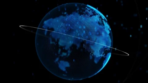 Spinning globe dot world map with particle Stock Footage 124450303