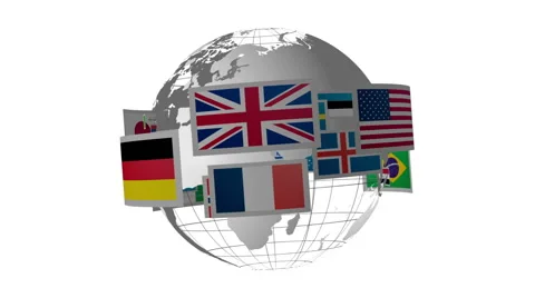 Spinning globe flags Stock Footage 68923626