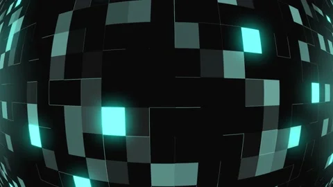 Spinning globe with glowing cubes background. Seamless looping animation. Stock Footage 169865146