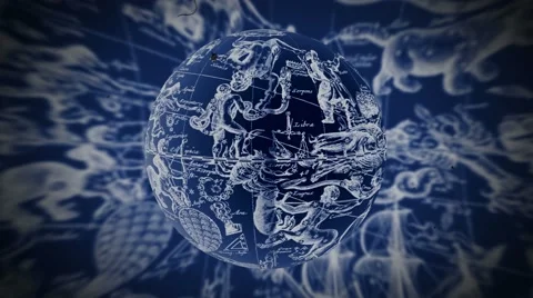 Spinning globe map of constellations Stock Footage 49779313