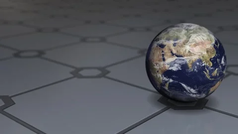 A spinning globe placed on the ground on the right tile Stock Footage 241277627