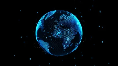 Spinning globe world dot shape with particle and lighting effect Stock Footage 123179644