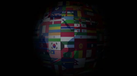 Spinning Globe World Flags Countries Stock Footage 40349164