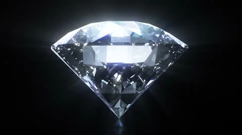 Spinning glowing Diamond on black background with mask Stock Footage 25131186