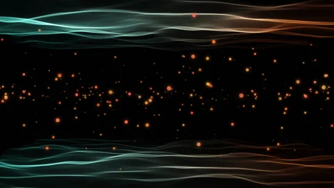 Spinning glowing particles on dark background in 4k video. Stock Footage 152869312