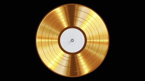 Spinning gold record looping 3D animation with alpha Stock Footage 163804080