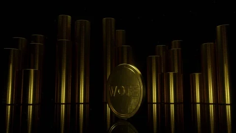Spinning Gold Vote Coin Loop Stock Footage 169692368
