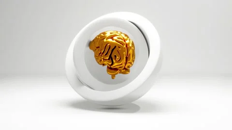 A spinning golden brain contained by spheres Stock Footage 157324860